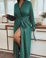 Women’s Long Sleeve Bathrobe – Cozy Casual Robe with Belt