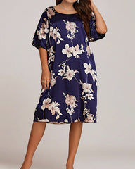 Plus Size Printed Ice Silk Nightdress