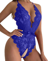 Sexy Backless Lace Halter Jumpsuit Lingerie