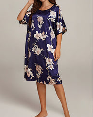 Plus Size Printed Ice Silk Nightdress