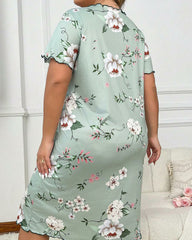 Plus Size Heart Print Short Sleeve Nightdress