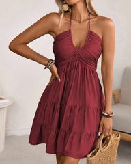 Sexy V-Neck Spaghetti Strap Ruffle Dress