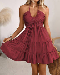 Sexy V-Neck Spaghetti Strap Ruffle Dress