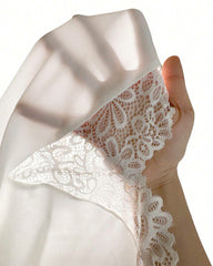 Plus Size Lace Splice Deep V Backless Nightdress – Sexy Lingerie Sleepwear for Women