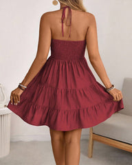 Sexy V-Neck Spaghetti Strap Ruffle Dress