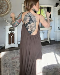 Women's Solid Color Backless Cami NightDress