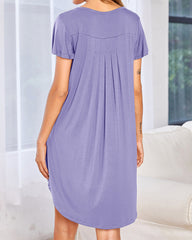 Soft Short Sleeve Crew Neck Lounge Sleep Dress