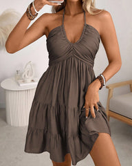 Sexy V-Neck Spaghetti Strap Ruffle Dress