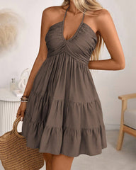 Sexy V-Neck Spaghetti Strap Ruffle Dress