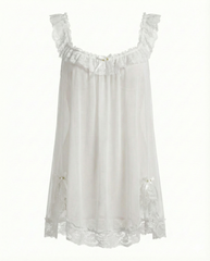 Sexy Sheer Mesh Lace Trim Nightdress with Bow & Briefs