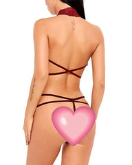 Sexy Lace Deep V Halter One-Piece Bodysuit