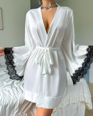 Sexy Backless Long-Sleeve Silk Robe