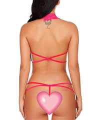 Sexy Lace Deep V Halter One-Piece Bodysuit