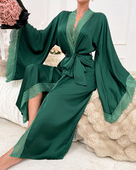 Kimono Satin Robe with Side Split