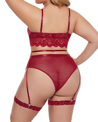 Plus Size V Neck Lace Bodysuit – One-Piece Teddy Babydoll Mesh Nighty