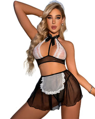 New Style Sexy Maid Outfit with Lace Suspenders