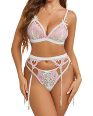Lace Garter Teddy Lingerie Set with Removable Choker – No Stockings