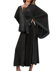 Tie-up cardigan bathrobe sexy mesh temptation morning robe pure desire nightgown