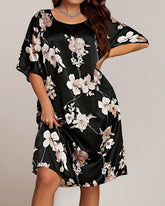 Plus Size Printed Ice Silk Nightdress