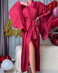 Kimono Satin Robe with Side Split