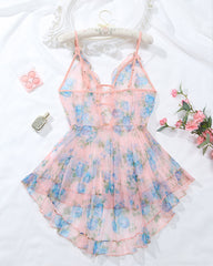 Plus Size Printed See-Through Camisole – Sexy Mesh Nightwear