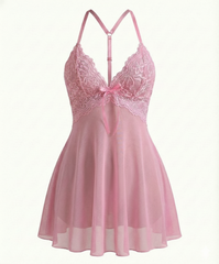 Lace Mesh Backless Babydolls