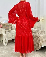 Long-sleeved fluffy sequined nightgown home clothes