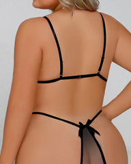 Sexy Plus Size Hollow Crotch Jumpsuit Sleepwear