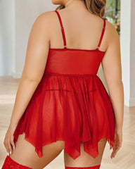 Sexy Plus Size Mesh Lace Babydoll – Curvy Nightgown for Bold Nights