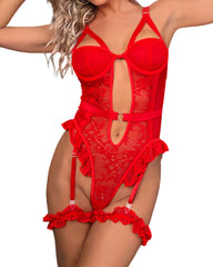 Sexy Contrast Lace Cut-Out Teddy