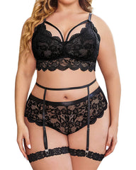 Plus Size V Neck Lace Bodysuit – One-Piece Teddy Babydoll Mesh Nighty