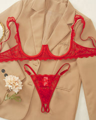 Women's Lace Sheer Sexy Lingerie Two-piece Set