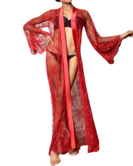 Sexy lace mesh see-through long robes