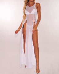 Sexy Mesh See-Through Robe with Slit