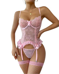 Women Sexy Lingerie Set Floral Lace Bodysuit