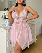 Sexy Plus Size See-Through Mesh Nightdress