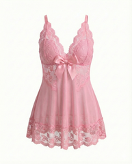 Plus Size Sexy Lace Hollow See-Through Camisole Sleepwear Set