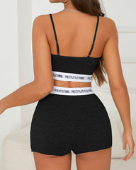 Yoga Push-Up Shockproof Strappy Back Sports Bra and Shorts Set