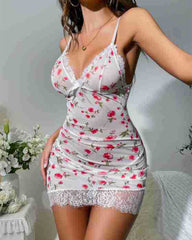 Sexy Floral Lace V-Neck Nightgown