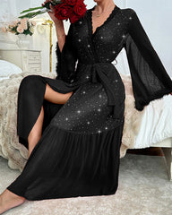 Long-sleeved fluffy sequined nightgown home clothes