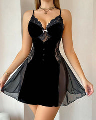 Sexy Lace Trim Camisole Nightdress with Built-In Padding