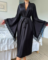 Sexy Kimono Satin Robe with Side Split