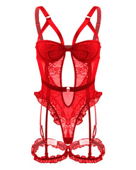 Sexy Contrast Lace Cut-Out Teddy