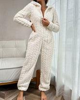 Cozy Coral Fleece Hooded Onesie Pajamas