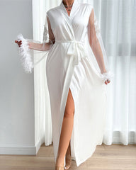 New Satin Lace Long Sleeve Nightgown