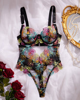 Sexy Sheer Lingerie for Women with Floral Embroidery & Cut-Outs