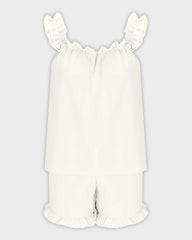 2-Piece Soft Pajama Set with Ruffle Tank Top & Shorts