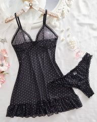 Women's Elegant Polka Dot Nightgown