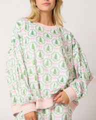 Christmas Print Long-Sleeve Top and Pants Pajama Set