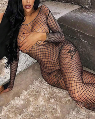 Sexy Mesh Bra Bodysuit with Open Crotch